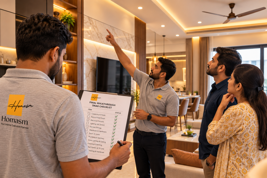 Quality inspection during interior handover