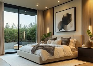 A-Sophisticated-Bedroom-with-Balanced-Contrast-and-Textural-Depth